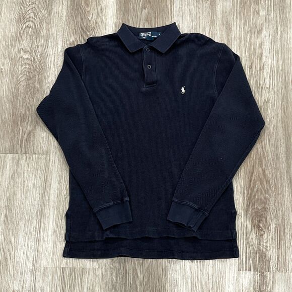 Other - Polo Ralph Lauren Size M Vintage 90s 00s Knitted Collared Sweater - Navy Blue